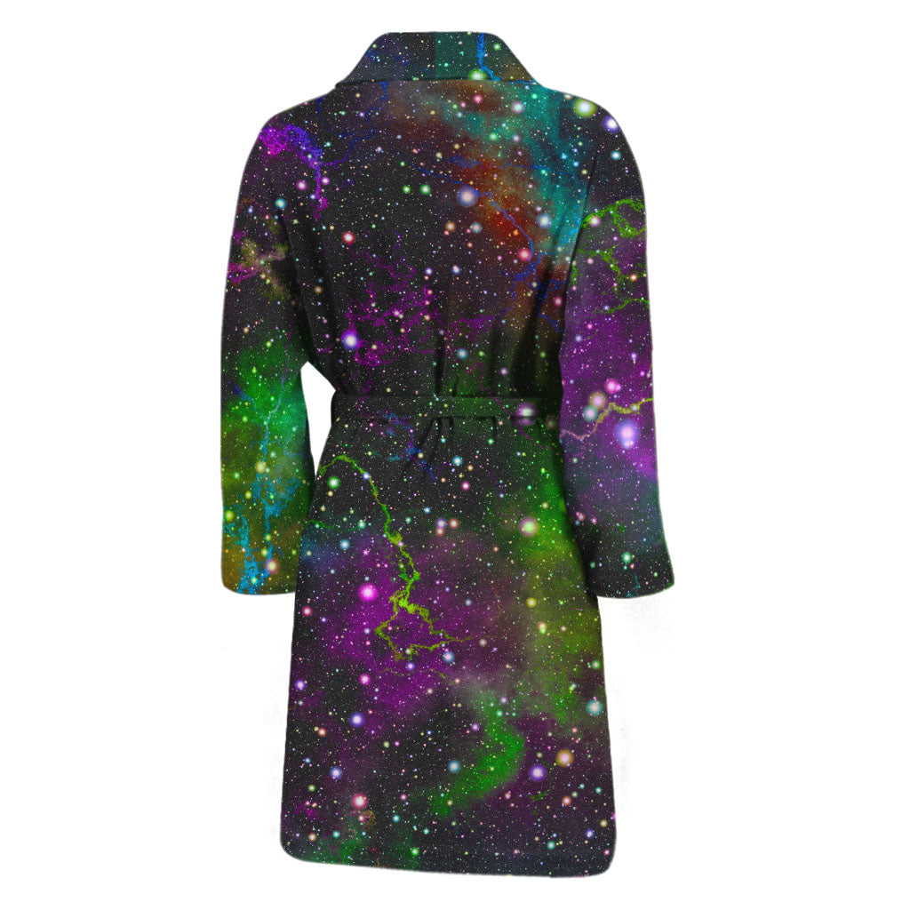 Abstract Dark Galaxy Space Print Men's Bathrobe