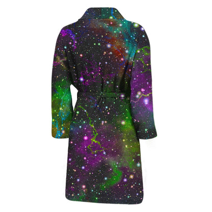 Abstract Dark Galaxy Space Print Men's Bathrobe