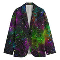 Abstract Dark Galaxy Space Print Men's Cotton Blazer