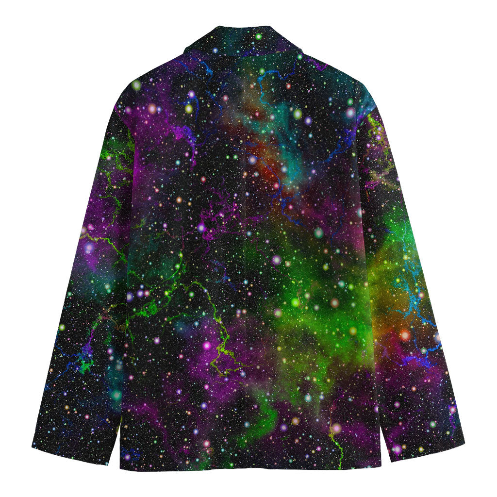 Abstract Dark Galaxy Space Print Men's Cotton Blazer