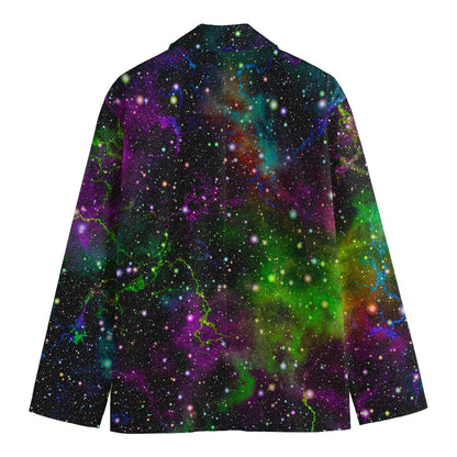 Abstract Dark Galaxy Space Print Men's Cotton Blazer