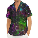 Abstract Dark Galaxy Space Print Men's Deep V-Neck Shirt