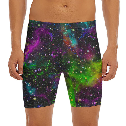 Abstract Dark Galaxy Space Print Men's Long Boxer Briefs