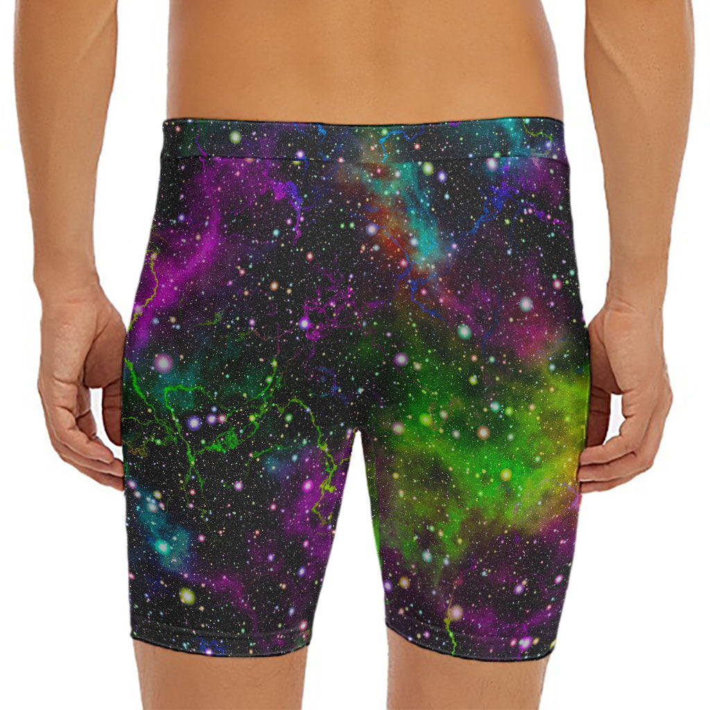 Abstract Dark Galaxy Space Print Men's Long Boxer Briefs
