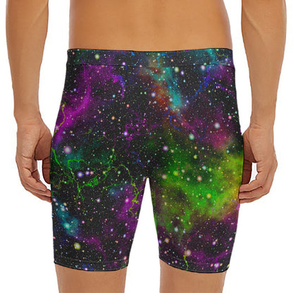Abstract Dark Galaxy Space Print Men's Long Boxer Briefs