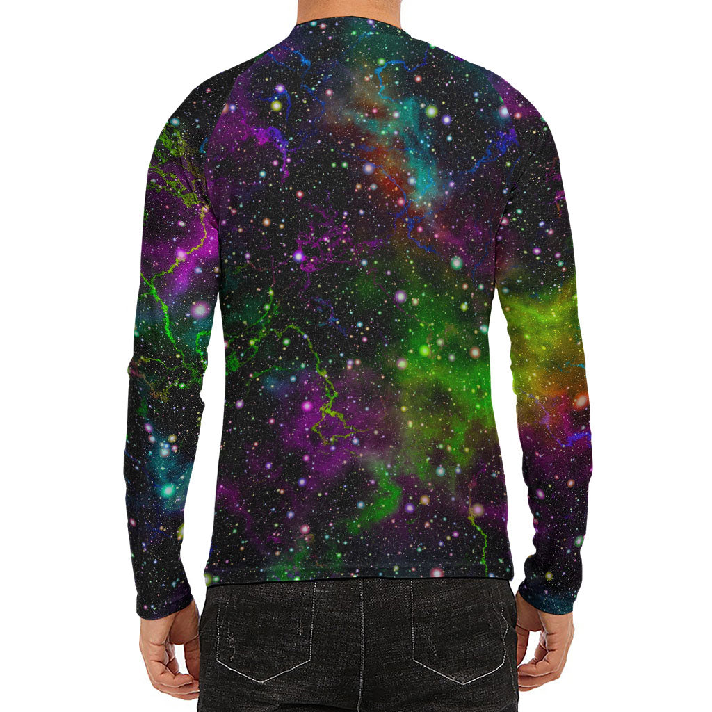 Abstract Dark Galaxy Space Print Men's Long Sleeve Rash Guard
