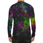 Abstract Dark Galaxy Space Print Men's Long Sleeve Rash Guard