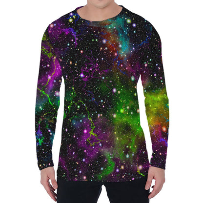 Abstract Dark Galaxy Space Print Men's Long Sleeve T-Shirt