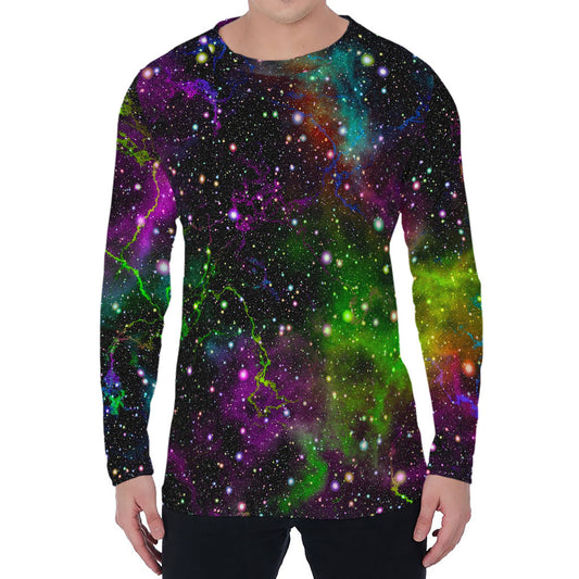 Abstract Dark Galaxy Space Print Men's Long Sleeve T-Shirt