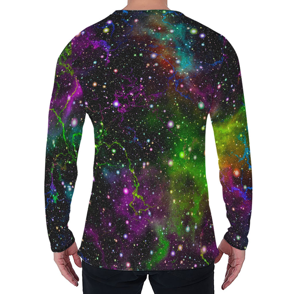 Abstract Dark Galaxy Space Print Men's Long Sleeve T-Shirt