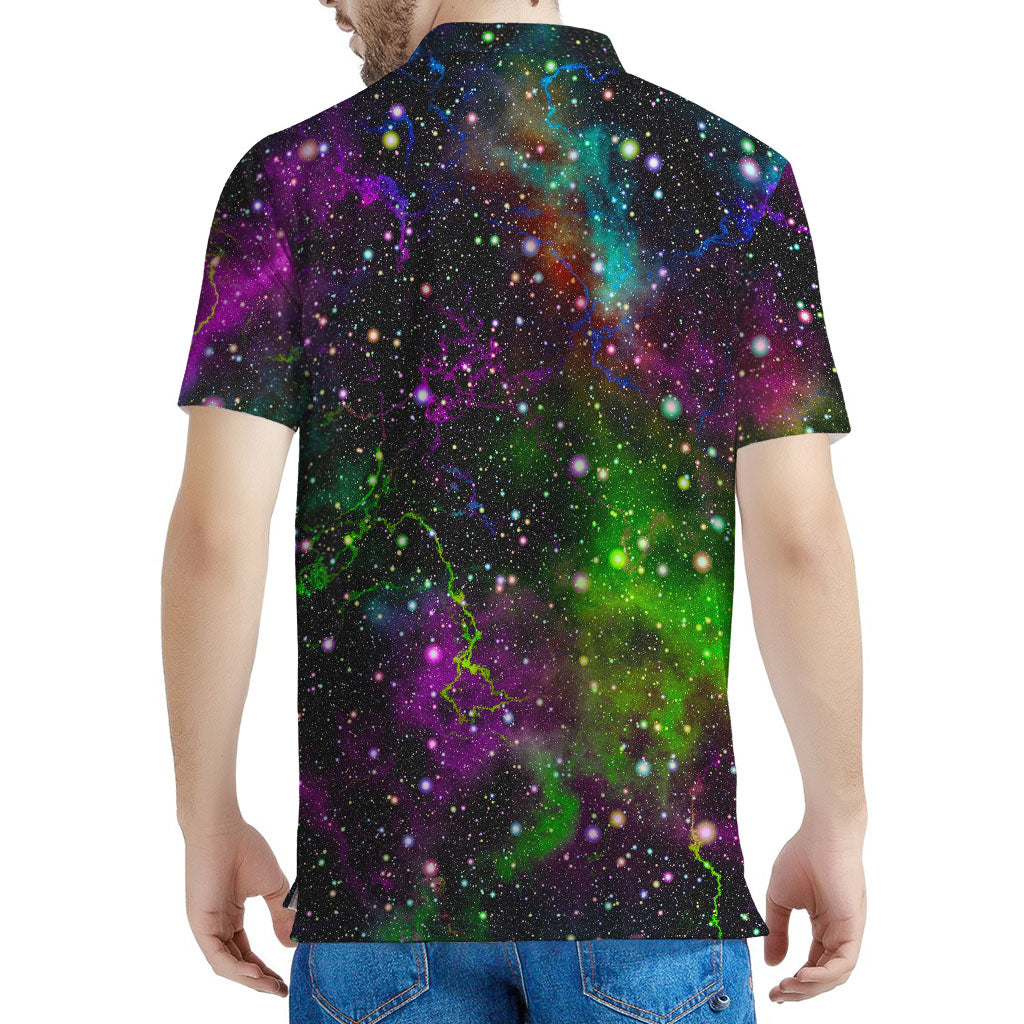 Abstract Dark Galaxy Space Print Men's Polo Shirt