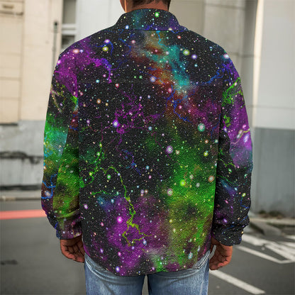 Abstract Dark Galaxy Space Print Men's Shirt Jacket