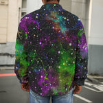 Abstract Dark Galaxy Space Print Men's Shirt Jacket