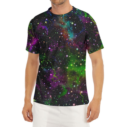 Abstract Dark Galaxy Space Print Men's Short Sleeve Rash Guard
