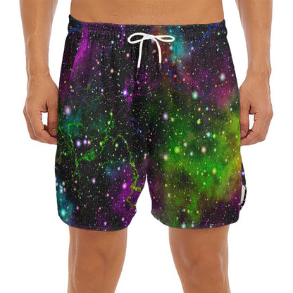 Abstract Dark Galaxy Space Print Men's Split Running Shorts