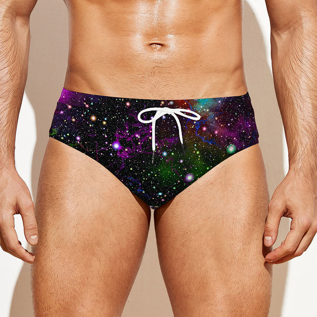 Abstract Dark Galaxy Space Print Men's Swim Briefs