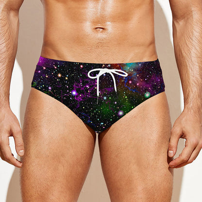 Abstract Dark Galaxy Space Print Men's Swim Briefs