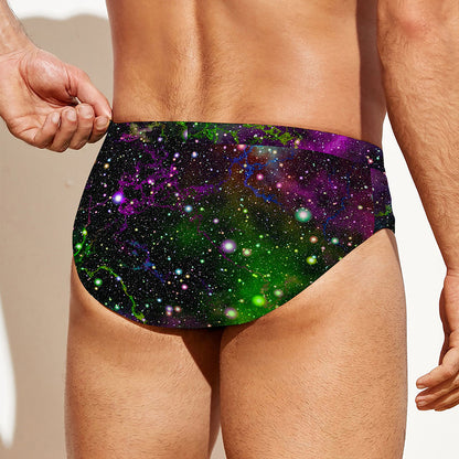 Abstract Dark Galaxy Space Print Men's Swim Briefs