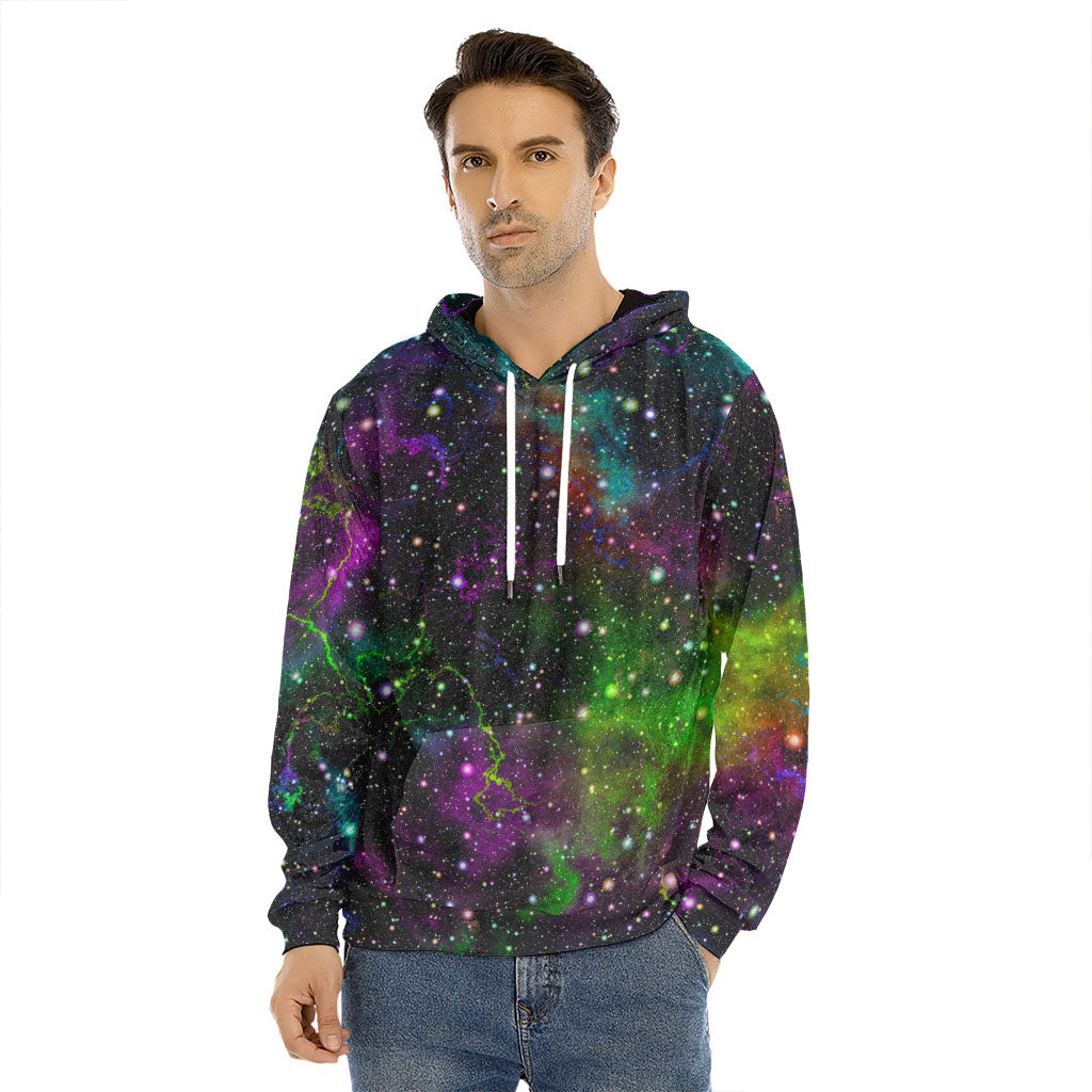 Abstract Dark Galaxy Space Print Men's Velvet Pullover Hoodie