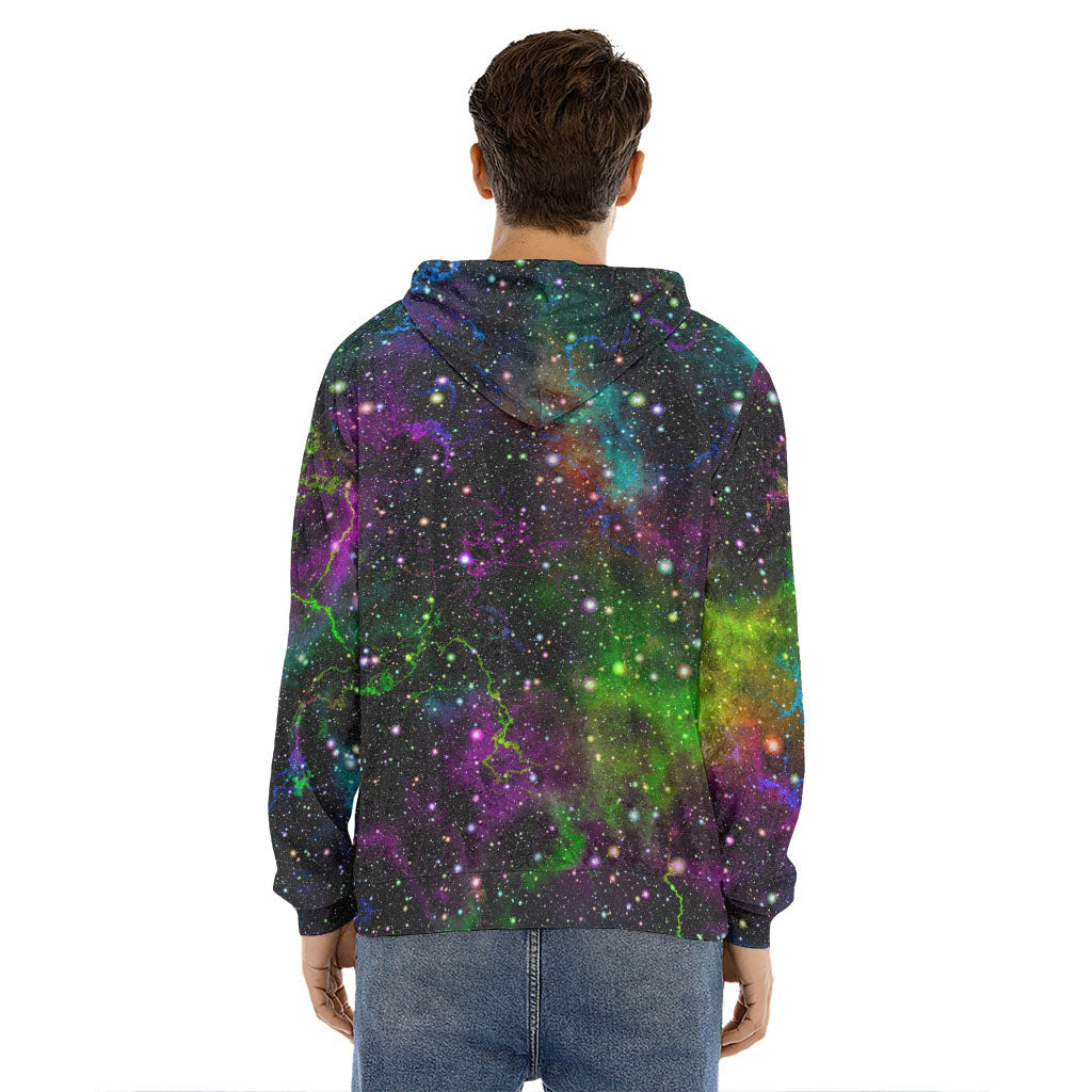 Abstract Dark Galaxy Space Print Men's Velvet Pullover Hoodie