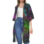Abstract Dark Galaxy Space Print Open Front Beach Cover Up