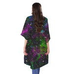 Abstract Dark Galaxy Space Print Open Front Beach Cover Up