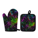 Abstract Dark Galaxy Space Print Oven Mitt And Pot Holder Set