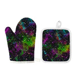 Abstract Dark Galaxy Space Print Oven Mitt And Pot Holder Set