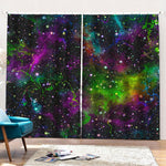 Abstract Dark Galaxy Space Print Pencil Pleat Curtains