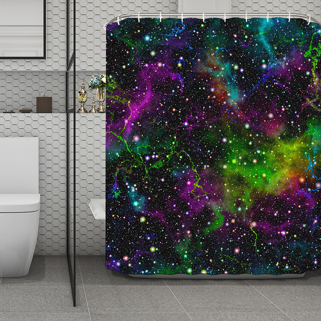 Abstract Dark Galaxy Space Print Polyester Shower Curtain