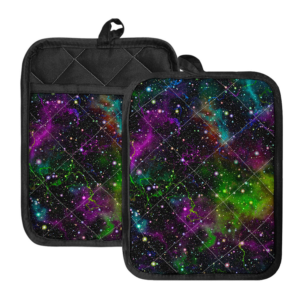Abstract Dark Galaxy Space Print Pot Holders With Pocket