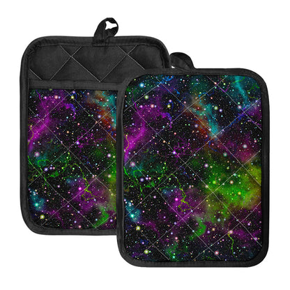 Abstract Dark Galaxy Space Print Pot Holders With Pocket