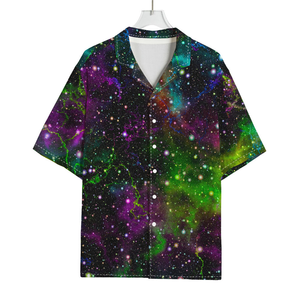 Abstract Dark Galaxy Space Print Rayon Hawaiian Shirt
