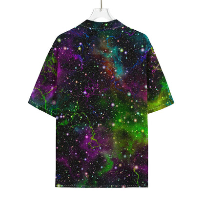 Abstract Dark Galaxy Space Print Rayon Hawaiian Shirt