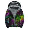 Abstract Dark Galaxy Space Print Sherpa Lined Zip Up Hoodie