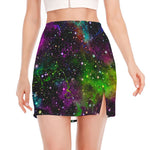 Abstract Dark Galaxy Space Print Side Slit Mini Skirt