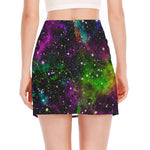Abstract Dark Galaxy Space Print Side Slit Mini Skirt