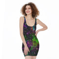 Abstract Dark Galaxy Space Print Sleeveless Bodycon Dress