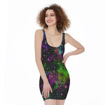 Abstract Dark Galaxy Space Print Sleeveless Bodycon Dress