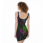 Abstract Dark Galaxy Space Print Sleeveless Bodycon Dress