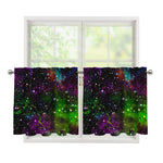 Abstract Dark Galaxy Space Print Tier Curtains