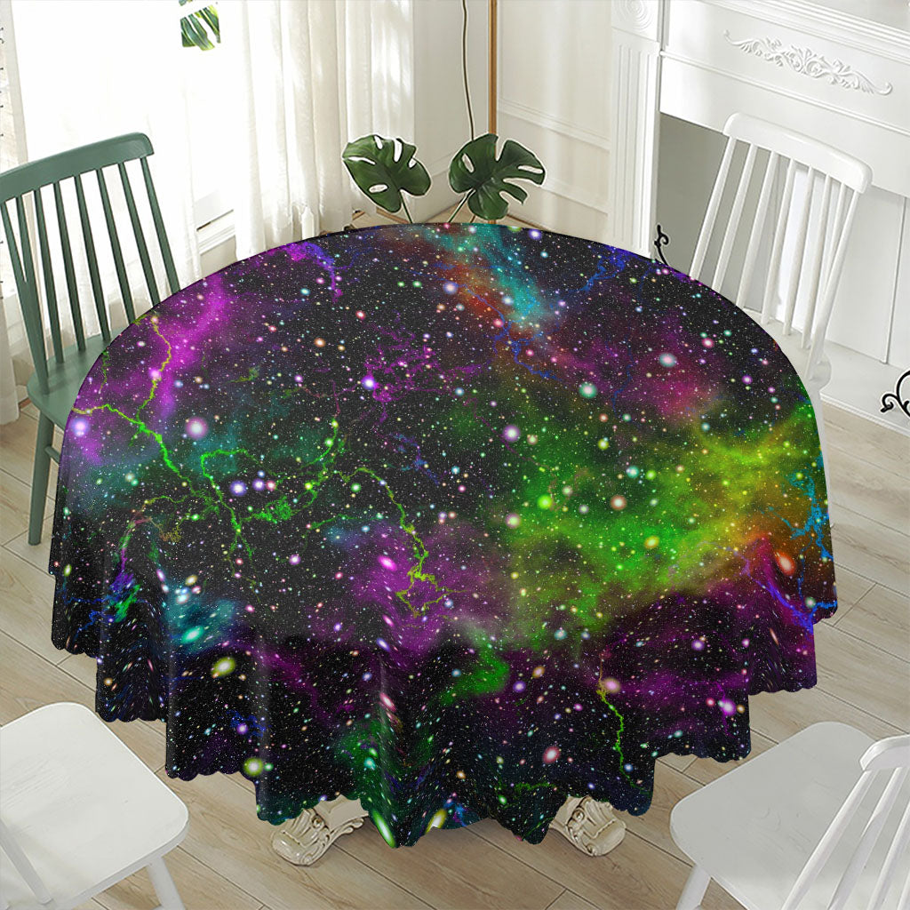 Abstract Dark Galaxy Space Print Waterproof Round Tablecloth