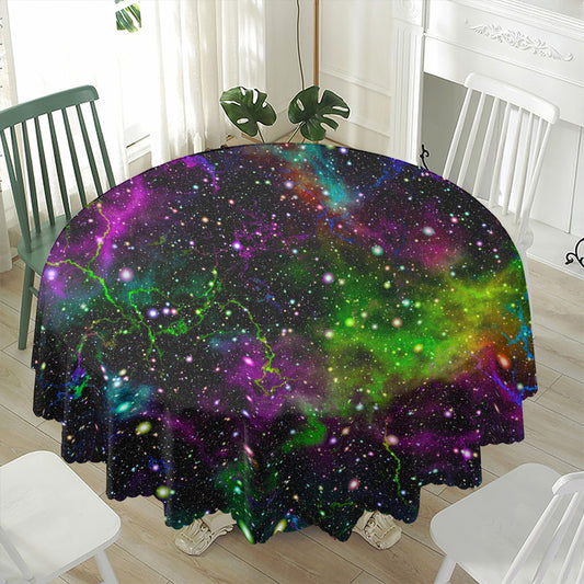 Abstract Dark Galaxy Space Print Waterproof Round Tablecloth