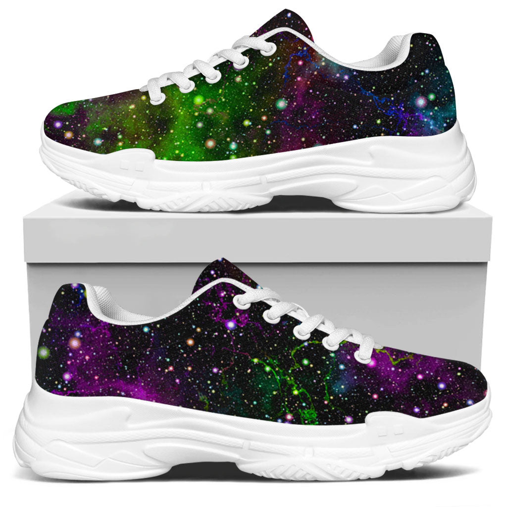 Abstract Dark Galaxy Space Print White Chunky Shoes