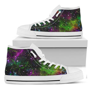 Abstract Dark Galaxy Space Print White High Top Sneakers