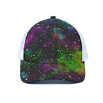 Abstract Dark Galaxy Space Print White Mesh Trucker Cap