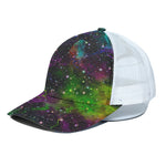 Abstract Dark Galaxy Space Print White Mesh Trucker Cap