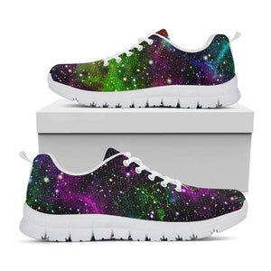 Abstract Dark Galaxy Space Print White Running Shoes