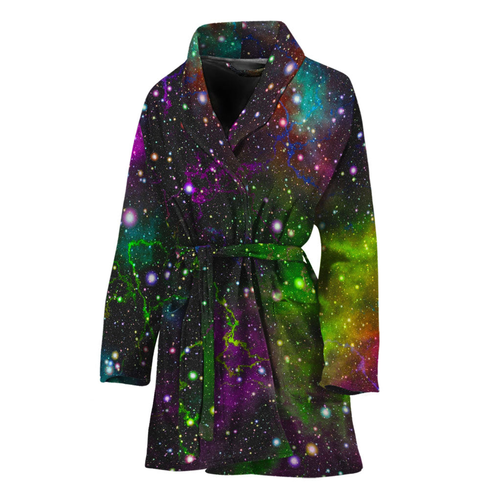 Abstract Dark Galaxy Space Print Women's Bathrobe