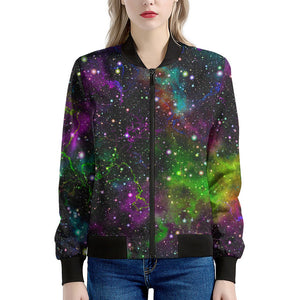Abstract Dark Galaxy Space Print Women's Bomber Jacket